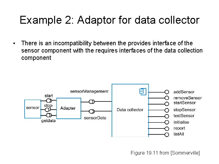 Example 2: Adaptor for data collector • There is an incompatibility between the provides