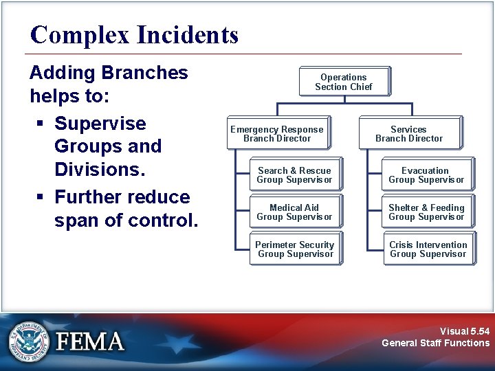 Complex Incidents Adding Branches helps to: § Supervise Groups and Divisions. § Further reduce