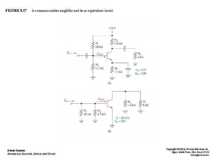 FIGURE 9. 17 A common-emitter amplifier and its ac equivalent circuit. Robert Paynter Introductory FIGURE 9. 17 A common-emitter amplifier and its ac equivalent circuit. Robert Paynter Introductory