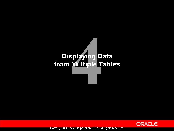 4 Displaying Data from Multiple Tables Copyright © Oracle Corporation, 2001. All rights reserved.