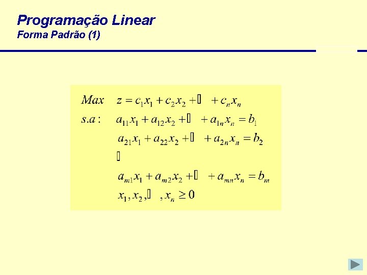 Programação Linear Forma Padrão (1) 
