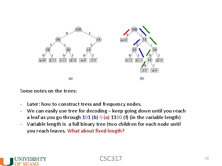 Some notes on the trees: - Later: how to construct tress and frequency nodes.