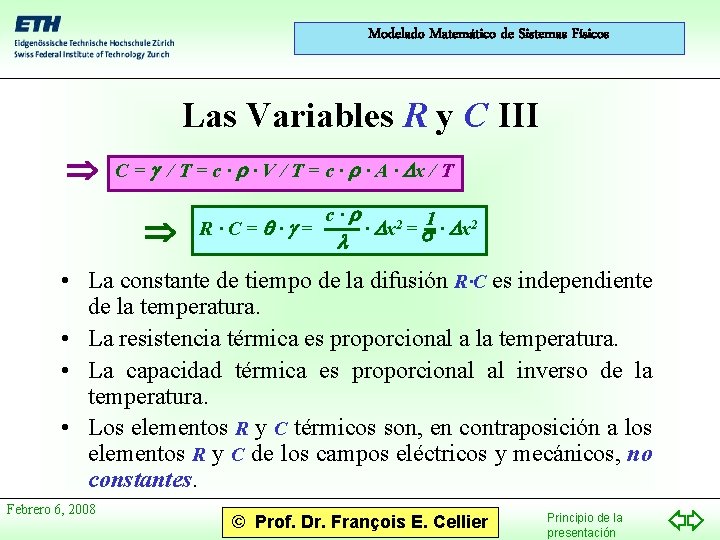 Modelado Matemático de Sistemas Físicos Las Variables R y C III C = g