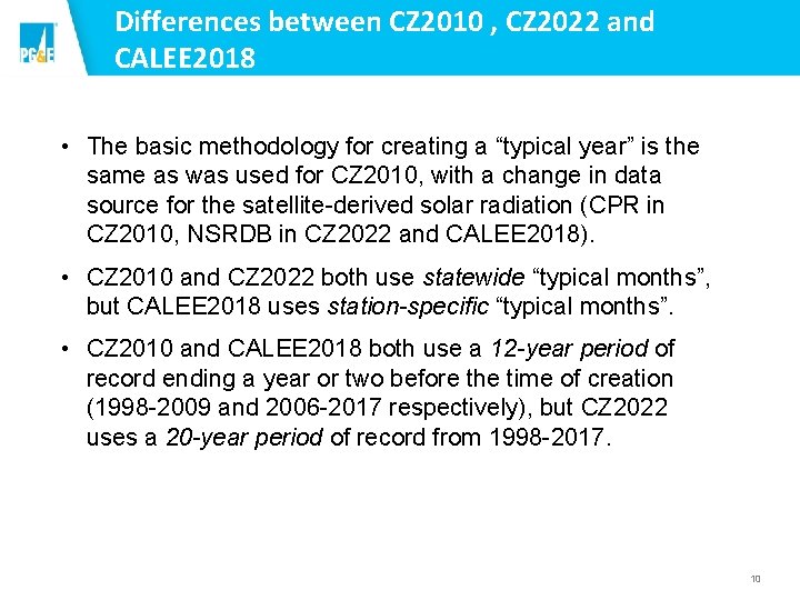 Differences between CZ 2010 , CZ 2022 and CALEE 2018 • The basic methodology