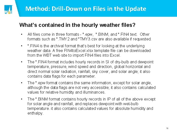 Method: Drill-Down on Files in the Update What’s contained in the hourly weather files?