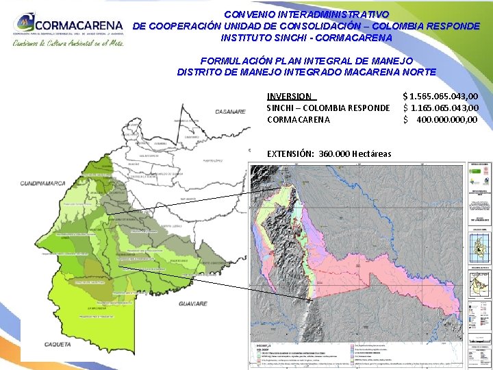 CONVENIO INTERADMINISTRATIVO DE COOPERACIÓN UNIDAD DE CONSOLIDACIÓN – COLOMBIA RESPONDE INSTITUTO SINCHI - CORMACARENA