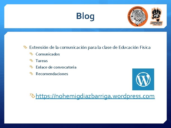 Blog Extensión de la comunicación para la clase de Educación Física Comunicados Tareas Enlace