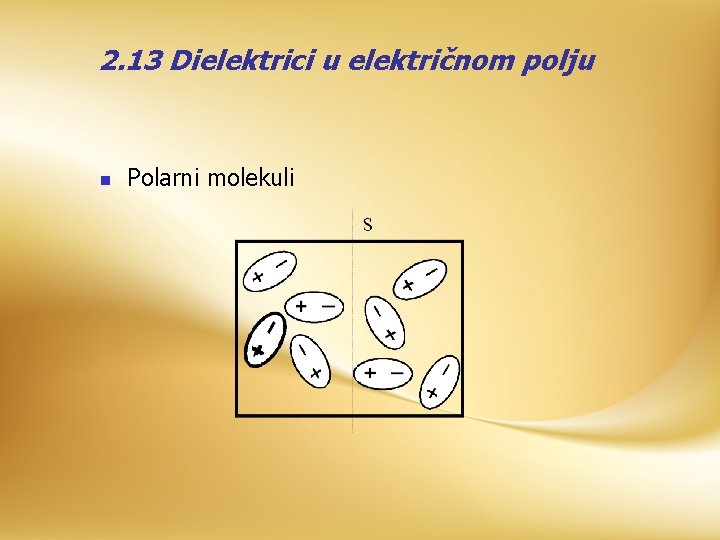 2. 13 Dielektrici u električnom polju n Polarni molekuli 