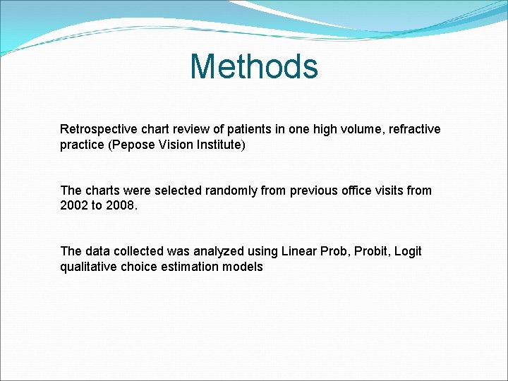 Methods Retrospective chart review of patients in one high volume, refractive practice (Pepose Vision