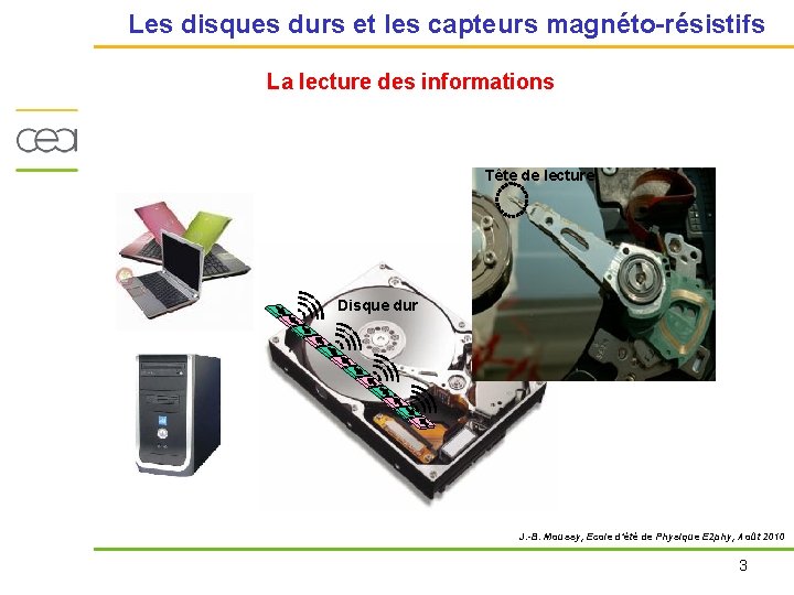 Les disques durs et les capteurs magnéto-résistifs La lecture des informations Tête de lecture