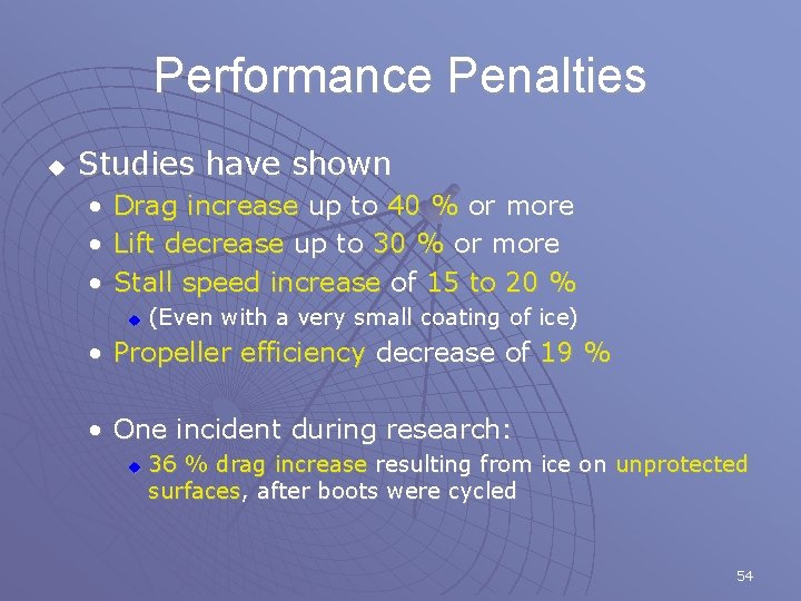 Performance Penalties u Studies have shown • • • Drag increase up to 40