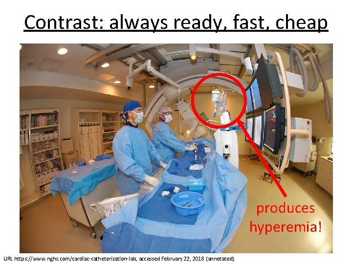 Contrast: always ready, fast, cheap produces hyperemia! URL https: //www. nghs. com/cardiac-catheterization-lab, accessed February