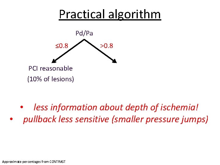 Practical algorithm Pd/Pa ≤ 0. 8 >0. 8 PCI reasonable (10% of lesions) •