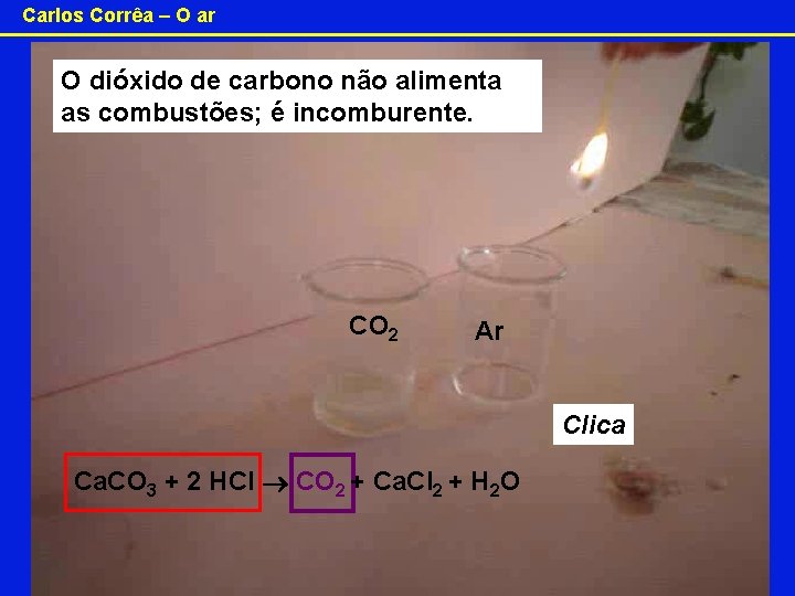 Carlos Corrêa – O ar O dióxido de carbono não alimenta as combustões; é