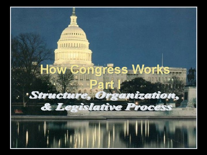 How Congress Works Part I 