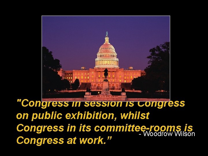 "Congress in session is Congress on public exhibition, whilst Congress in its committee-rooms is