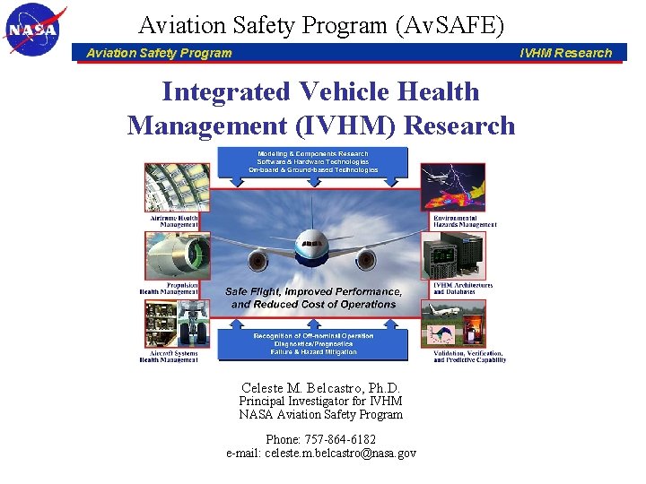 Aviation Safety Program (Av. SAFE) Aviation Safety Program IVHM Research Integrated Vehicle Health Management