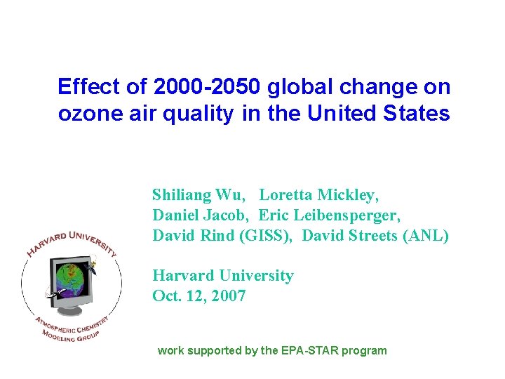 Effect of 2000 -2050 global change on ozone air quality in the United States