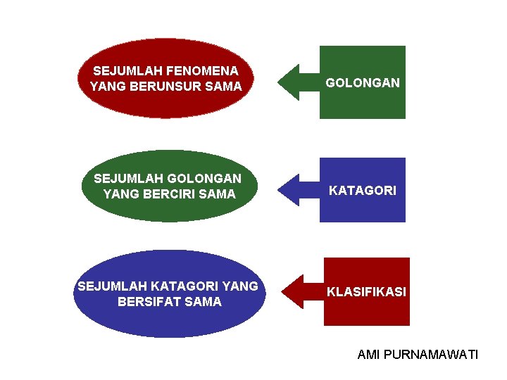 SEJUMLAH FENOMENA YANG BERUNSUR SAMA GOLONGAN SEJUMLAH GOLONGAN YANG BERCIRI SAMA KATAGORI SEJUMLAH KATAGORI