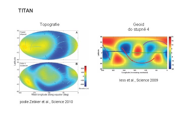 TITAN Topografie Geoid do stupně 4 Iess et al. , Science 2009 podle Zebker