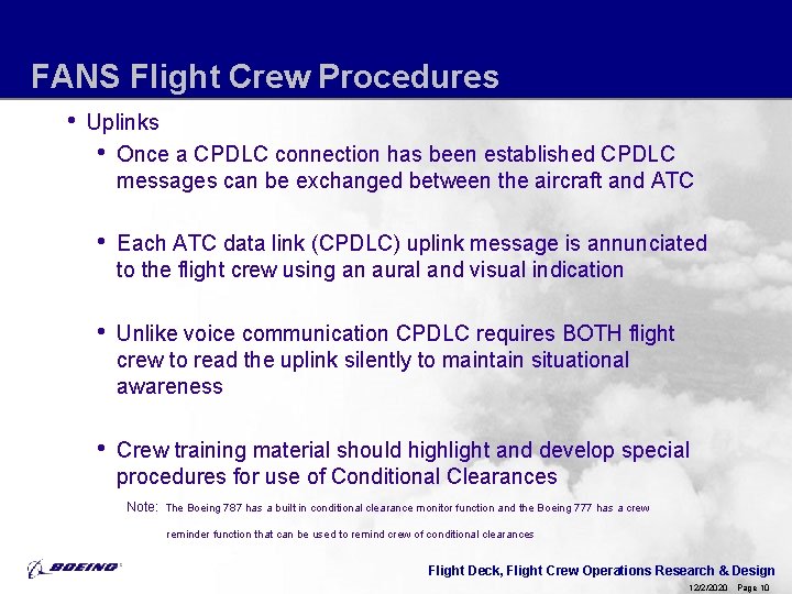 FANS Flight Crew Procedures • Uplinks • Once a CPDLC connection has been established