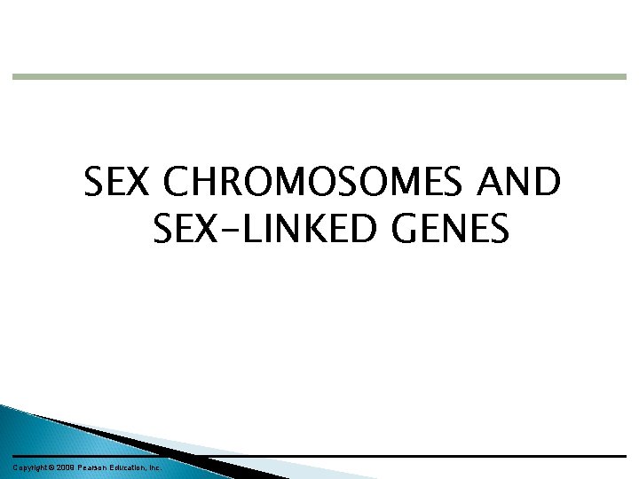 SEX CHROMOSOMES AND SEX-LINKED GENES Copyright © 2009 Pearson Education, Inc. 