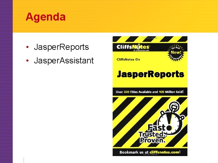 Agenda • Jasper. Reports • Jasper. Assistant 