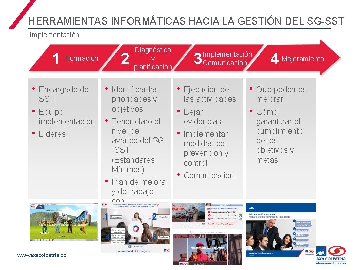 HERRAMIENTAS INFORMÁTICAS HACIA LA GESTIÓN DEL SG-SST Implementación 1 Formación • Encargado de SST