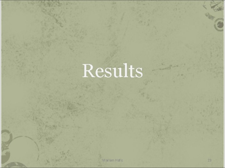 Results Mariam Hafiz 23 Results Mariam Hafiz 23