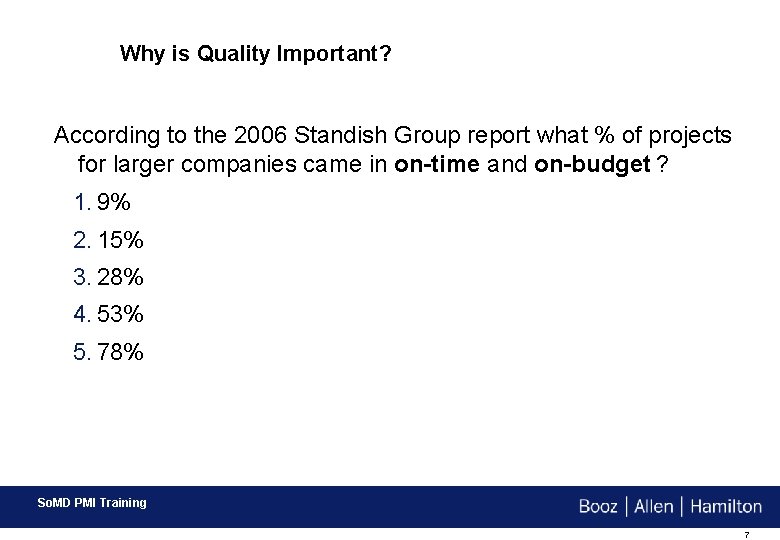 Why is Quality Important? According to the 2006 Standish Group report what % of