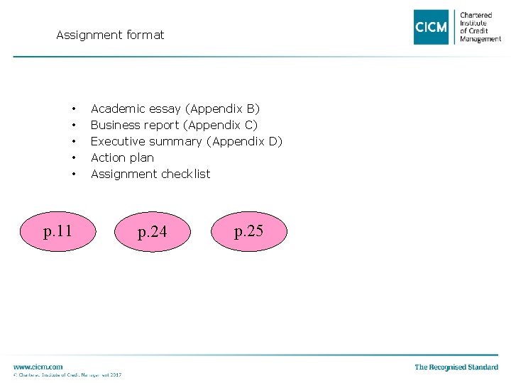 Assignment format • • • Academic essay (Appendix B) Business report (Appendix C) Executive