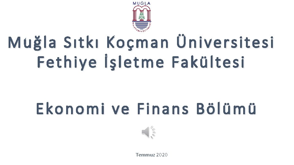 Muğla Sıtkı Koçman Üniversitesi Fethiye İşletme Fakültesi Ekonomi ve Finans Bölümü Temmuz 2020 