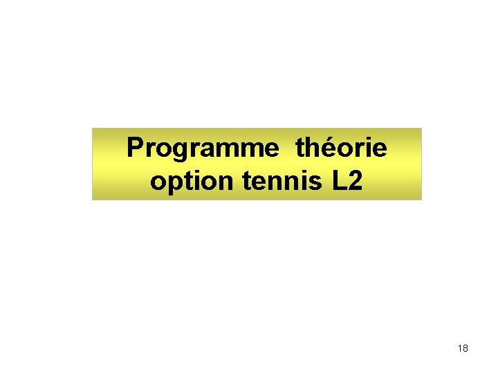 Programme théorie option tennis L 2 18 