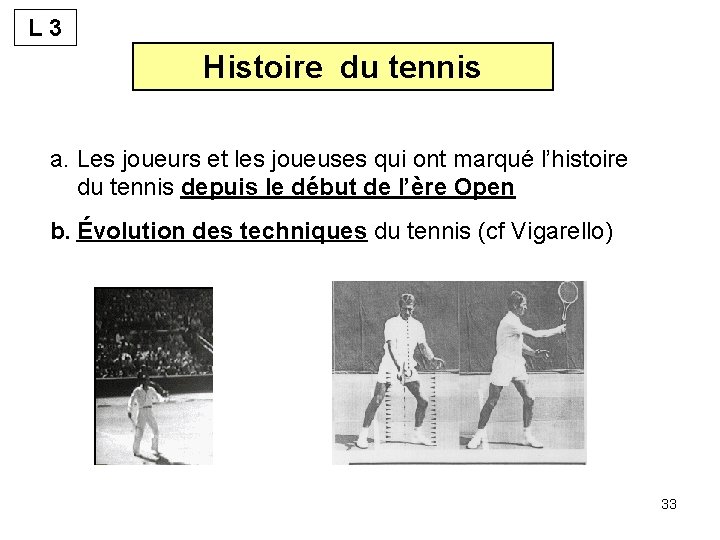 L 3 Histoire du tennis a. Les joueurs et les joueuses qui ont marqué