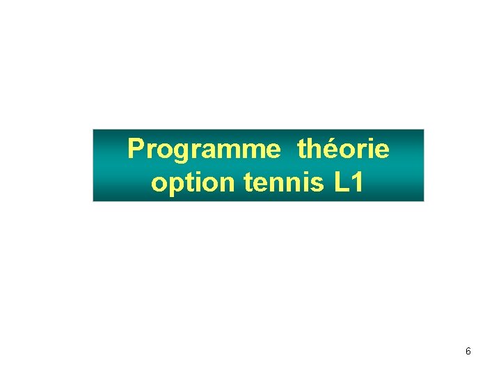 Programme théorie option tennis L 1 6 