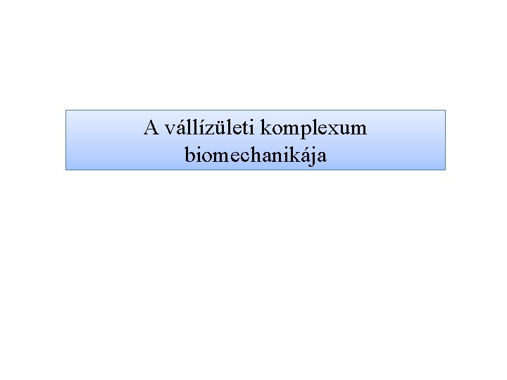 A vállízületi komplexum biomechanikája 