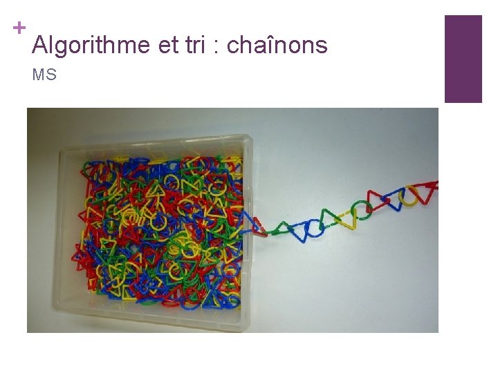 + Algorithme et tri : chaînons MS 