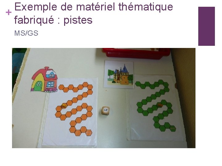 Exemple de matériel thématique + fabriqué : pistes MS/GS 