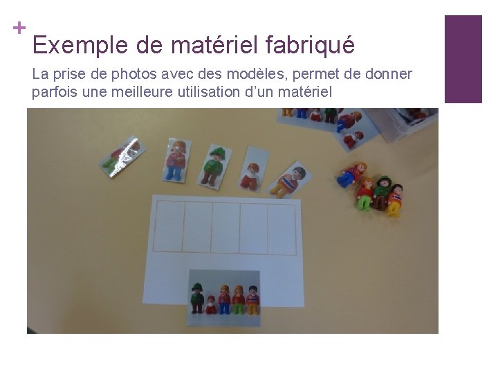 + Exemple de matériel fabriqué La prise de photos avec des modèles, permet de