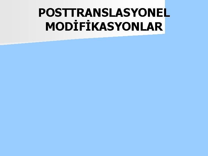 POSTTRANSLASYONEL MODİFİKASYONLAR 