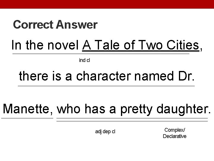 Correct Answer In the novel A Tale of Two Cities, ind cl there is