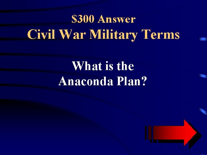 $300 Answer Civil War Military Terms What is the Anaconda Plan? 