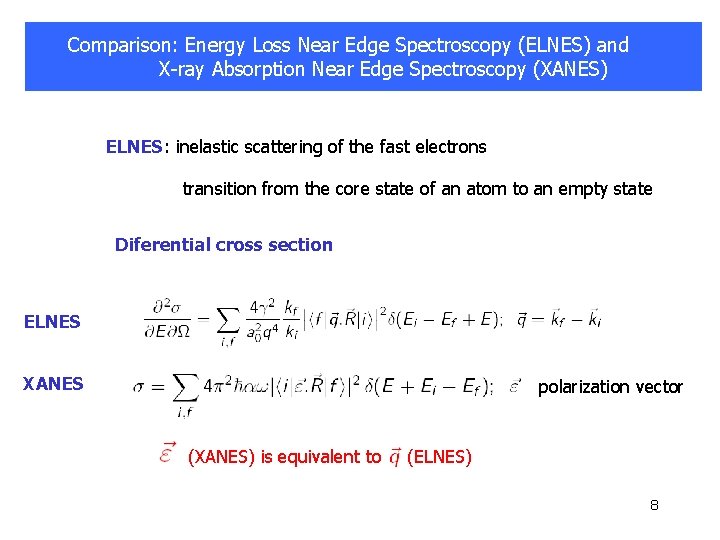 Comparison: Energy Loss Near Edge Spectroscopy (ELNES) and X-ray Absorption Near Edge Spectroscopy (XANES)