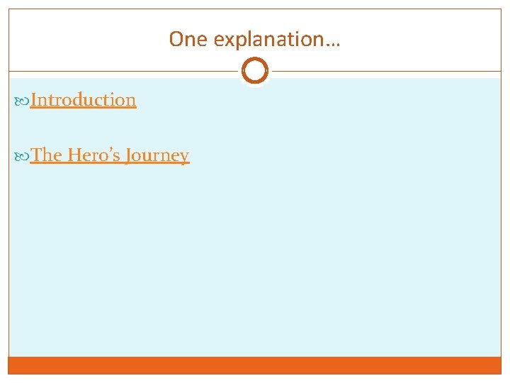 One explanation… Introduction The Hero’s Journey 