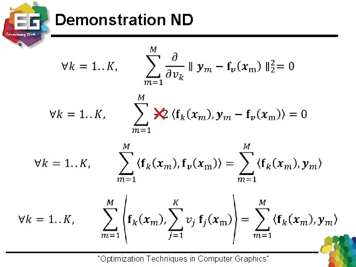 Demonstration ND “Optimization Techniques in Computer Graphics”Ivo Ihrke / Winter 2013 