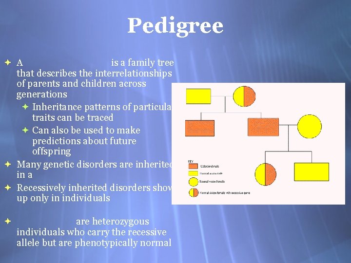 Pedigree A is a family tree that describes the interrelationships of parents and children