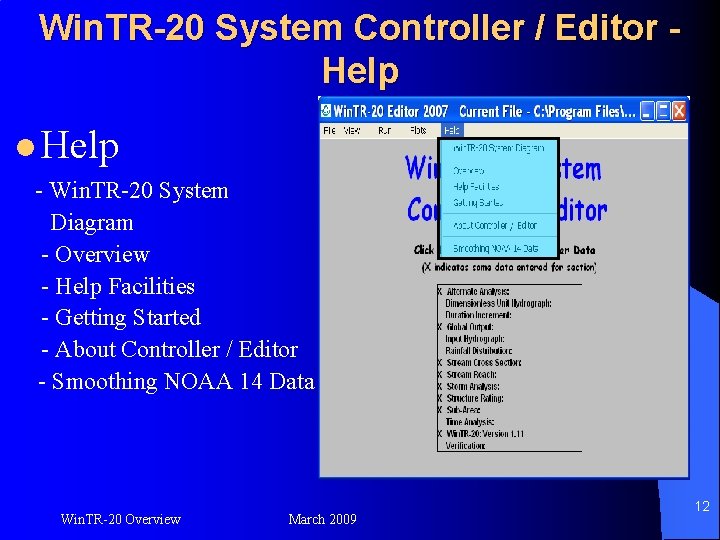Win. TR-20 System Controller / Editor Help l Help - Win. TR-20 System Diagram