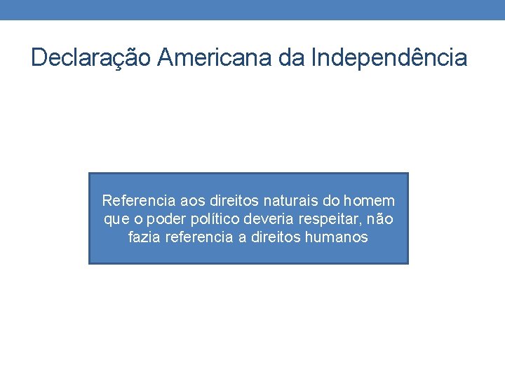 Declaração Americana da Independência Referencia aos direitos naturais do homem que o poder político