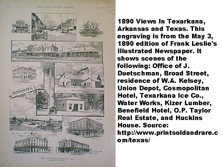 1890 Views In Texarkana, Arkansas and Texas. This engraving is from the May 3,