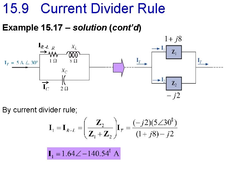 15. 9 Current Divider Rule Example 15. 17 – solution (cont’d) By current divider